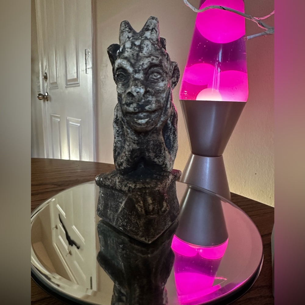 Gargoyle sitting thinking resin vintage goth gothic decor
